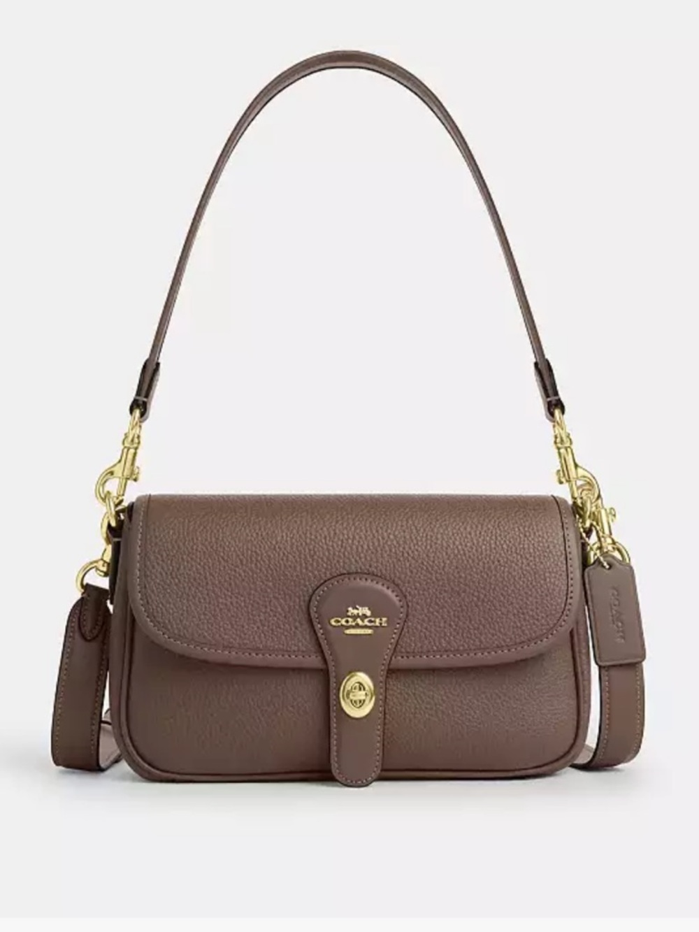 Coach Hadley Shoulder Bag in Dark Stone Brown with Gold Hardware